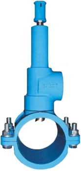 EFEKT self tapping ferrule straps Tapping saddle for underpressure drilling PVC-pipes with integrated cutter alve and tapping with internal thread under pressure drilling into a pressurized mainline